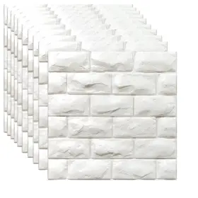 Yu Li 3dh 747607029224 3d Wall Panels Peel And Stick 11pcs White Foam Brick Wallpaper For Bedroom Fa