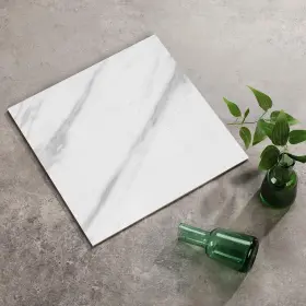 U5015-40 Yukaspc 40 Pack White Peel And Stick Floor Tiles Marble Look 12 Inch X12 Waterproof S