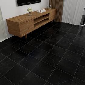 Yukaspc Yus8002-20f Self-adhesive Black Vinyl Floor Tiles 12x12 For Bathroom Kitchen 20-pack