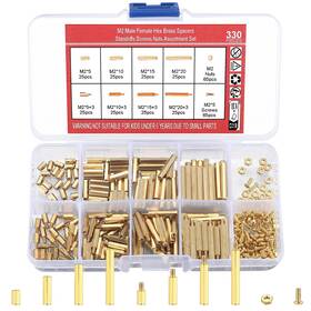 Ywchoshe Cus-020 330 Pcs Brass M2 Hex Spacer Standoffs Screws Nuts Assortment One Size Gold