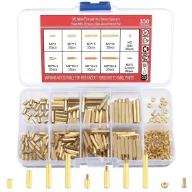 Cus-020 Ywchoshe 330 Pcs Brass M2 Hex Spacer Standoffs Screws Nuts Assortment One Size Gold