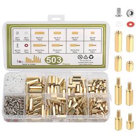 Ywchoshe Cus-034 503 Pcs M2.5 Male Female Hex Brass Spacer Standoff Screw Nuts Gold