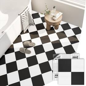 Zrjt M30dgw20 Peel And Stick Floor Tile 10-pcs Cover 12x12 Inch Black White Checker