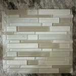 Premium Mosaics Glass Tile Sheet, Modern Geometric, White Beige, Water New. Price: $16.09.