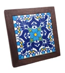Talavera Hand Painted Tile Trivet Blue Escamilla Azul Framed Walnut 8" X New. Price: $27.95.