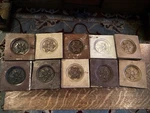 Antique Rosette Trim Blocks Old House Woodwork Of 10 Original Salvage Used. Price: $95.00.