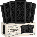 Sierra Grates Precision Flow 4"X10" Steel - 5 Vent, Textured Black Open. Price: $25.00.