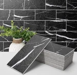 (102-PIECE) ART3D Peel And Stick Wall Tile Kitchen Backsplash 3"X6" Black Marble Open. Price: $39.99.
