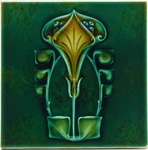 Art Nouveau Green Moulded Majolica Tile By Henry Richards C1906 AE2. Price: $96.72.