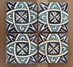 Vintage Moroccan Zellige Tile Coaster 4 Set Blue White Handmade Beldi Morocco Used. Price: $16.20.