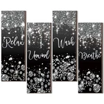 Huwena 4 Pcs Glitter Diamond Bathroom Wall Decor Wooden Relax Wish Unwind Bre... New. Price: $17.04.