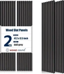 Woven Wood Slat Wall Panels 2PK - Deep Gray 47X12.5 Acoustic Soundproof Open. Price: $39.99.