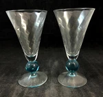 Bryce Apollo Cerulean Pair Of Water Goblet Glasses Blue Stem Swirl Optic Used. Price: $92.55.