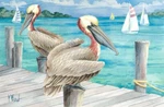 Ceramic Tile Mural Kitchen Backsplash - Pelican Sails By Paul Brent New. Price: $102.00.