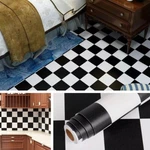 Checkered Black And White Vinyl Flooring Roll 15.8X78.8 Peel Stick New. Price: $14.49.