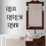 Vinyl Decal Relax Refresh Renew Bathroom Shower Spa Wall Art Sticker 2476. Price: $29.99.