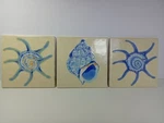 Handcrafted Ceramic Tiles Wall Art Seashell Ocean Coastal Beach 6X6 Set 3 Flaw Used. Price: $24.85.