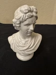 White Ceramic Glossy Bust Of Apollo Matte Figures & Portraits Sculpture Used. Price: $21.50.