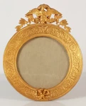 Antique French Empire Gilt Bronze Round Photo Frame Imperial Eagle Louis Xvi 19C Used. Price: $449.00.