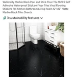 Wallercity Matte Black Marble Peel/stick Floor TILE-16 Pk-new Sealed Pkg. Price: $26.00.