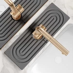 Eormoe Home Stone Sink Faucet Splash Guard Mat Grey 15" Open. Price: $14.99.