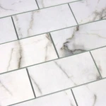 Abolos / Gbm Nature Carrara White & Gray 6X3" Glass Subway Wall Tile 122 Sf, New. Price: $674.99.