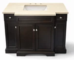 Home Decorator 42" Teagen Single Sink Bath Vanity Dark Espresso Beige Stone Top Open. Price: $700.00.