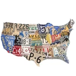 United States License Plate Map Cutout Shape, Flat Metal Wall Art Hdga New. Price: $65.00.