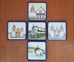 (5) Vtg Hand Painted Ceramic Prusa Tile Old California Missions Trivet Plaque Used. Price: $100.00.