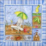 Beach Tile Backsplash Sara Mullen Coastal Art Ceramic Mural SM093 New. Price: $184.95.