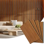 Acoustic Teak Wood Slat Wall Panels - 4 Pack For Noise Reduction & Decor New. Price: $232.99.