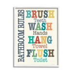 Stupell Industries Colorful Bathroom Rules Typography White Framed 14L" X 11W" New. Price: $36.27.