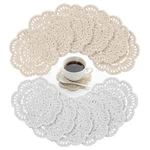 Jjunw 12 Pcs Crochet Doilies, Round Placemats, For Cups Beige + White New. Price: $14.99.
