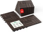 10PCS Idzo 12"X12" Interlocking Deck Tile Indoor/outdoor, Waterproof Acacia Wood Open. Price: $36.94.