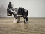 Small Carved Marble Stone Donkey With Saddle Figurine, Grey & White Used. Price: $8.99.