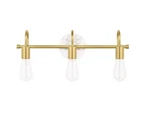 Hampton Bay Hensley 21" 3-LIGHT Gold & Faux Marble Bathroom Vanity Fixture Open. Price: $27.00.