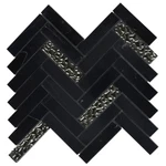 Black Marquina Marble Stone Glass Mosaic Tile Herringbone Shower Backsplash New. Price: $25.95.