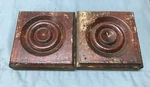 Pair 5" Stained Bullseye Rosette Corner Blocks More Available Old Vtg 73-24B. Price: $19.95.