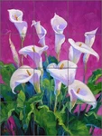 Calla Lily Tile Backsplash Mikki Senkarik Flower Art Ceramic Mural MSA111 New. Price: $195.00.