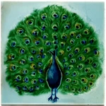 Art Nouveau Embossed Majolica Tile Blue Peacock By Henry Richards C1930 AE1. Price: $351.94.