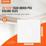 Vevor Ceiling Tiles 12-PACK 24 X Pvc Easy Installation White Echo Pattern New. Price: $59.27.