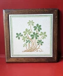 Vintage Italian Ceramic Tile Wood Frame Trivet Green Flowers Clover Sassuolo Used. Price: $14.00.