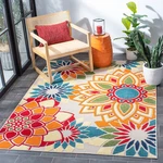 Washable Rug Outdoor Cabana Collection 8' Square, Ivory & Orange, Non-shedding New. Price: $226.99.