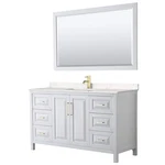 Wyndham Collection Daria 60" Wood & Carrara Single Bathroom Vanity White/gold New. Price: $2013.54.