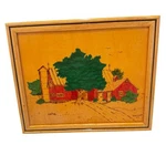 Vintage Farmhouse Barn Landscape Art Wood Framed Wall Decor Signed Dated Used. Price: $33.94.
