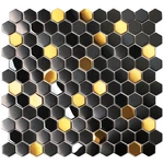 Blujellyfish Black And Gold Backsplash Wall Tiles Hexagon Mosaic Shower Floor New. Price: $147.75.