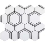 Jeffrey Court Locket White Hexagon Polished Marble Wall /floor Mosaic Tile New. Price: $12.95.