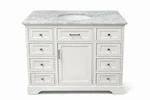 Kitchen Collection Aria 42" Bathroom Vanity Carrara Marble Top White/gray Open. Price: $400.00.