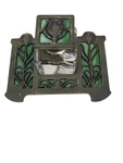 Antique Apollo Studios Art Nouveau Tiffany Era Slag Glass Hinged Inkwell&tray Used. Price: $295.00.