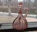 Antique Pink Peach Apollo Pattern Glass Cruet W/original Matching Stopper Used. Price: $50.00.